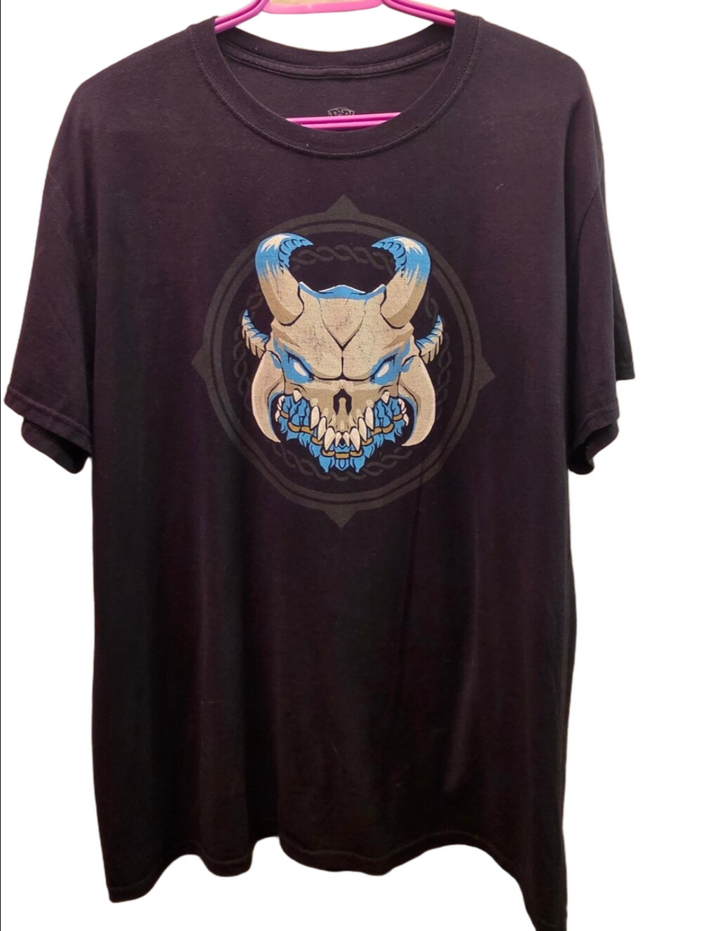 Fortnite 2019 Epic Games Horned Skull Graphic T-Shirt Black L Pop!